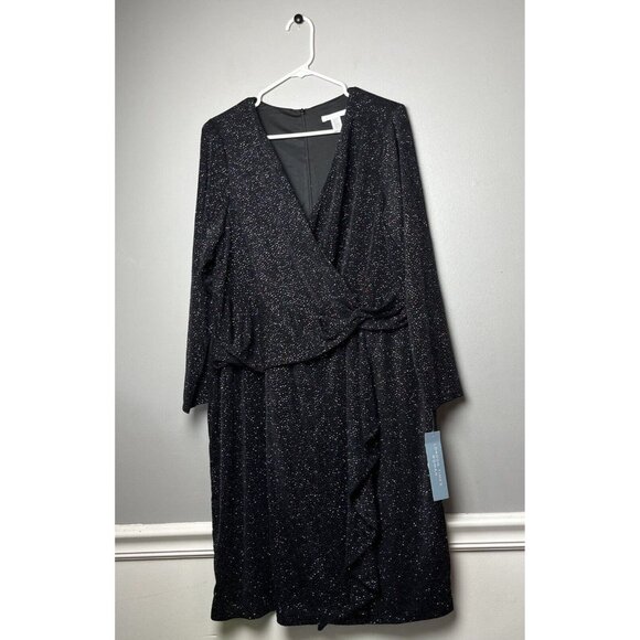 London Times Women's Plus Size 14W Surplus Bodice with Side Cascade Dress - Picture 4 of 10